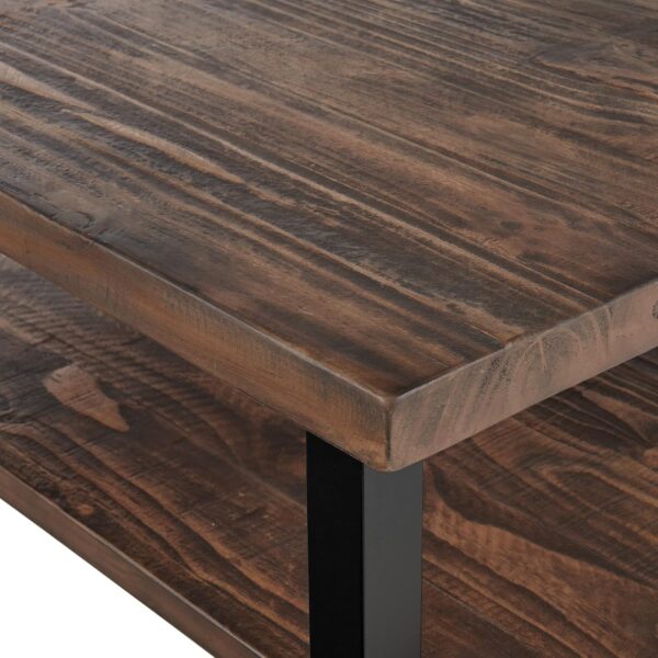 Pomona Rustic Natural 48 in. Wide Coffee Table with Shelf, 400 lbs. Weight Capacity and Metal Legs for Living Room Rustic Industrial Style Storage - Wood Top & Solid Wood Finish - Image 7