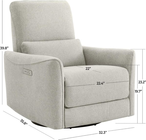 CHITA Power Recliner Chair Swivel Glider, FSC Certified Fabric Living Room Nursery Reclining Sofa Chair with Lumbar Support, Dove Grey - Image 3