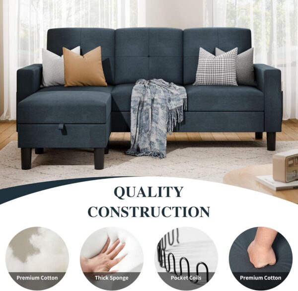 SUNLEI 79" Sectional Couch for Living Room Furniture Sets 3 Piece Small Sofa, L-Shaped Convertible Couches, Modular Sectional Couch with Cloud Chaise for Living Room/Small Space (Dark Grey) - Image 5