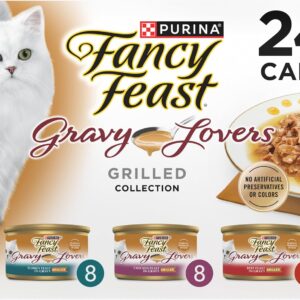 Purina Fancy Feast Gravy Lovers Poultry and Beef Grilled Gourmet Wet Cat Food Variety Pack - (Pack of 24) 3 oz. Cans
