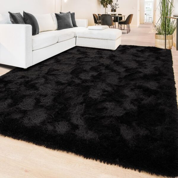 Beglad Fluffy Black Rugs for Living Room, 6x9 Feet Large Area Rugs Upgrade Anti-Skid Modern Minimalist Style Memory Foam Rugs for Bedroom, Indoor Carpet Suitable for Boys Teens Room Decor - Image 2