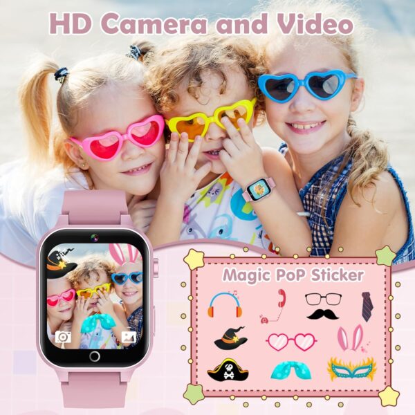 Kids Games Watch, with 26 Puzzle Games, Touch Screen, HD Camera, Alarm Clock, Toys for Ages 4-12 Years Old.Birthday Gift for Boys Girls (Pink) - Image 3