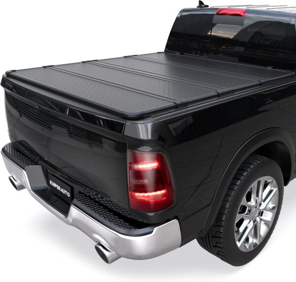 Quad Fold Hard Truck Bed Cover Four Fold Tonneau Cover Fleetside Compatible for 2009-2024 Dodge Ram 1500 (Inclu. Classic & New) 5.6 FT Aluminum Truck Bed Cover(w/o Ram Box)