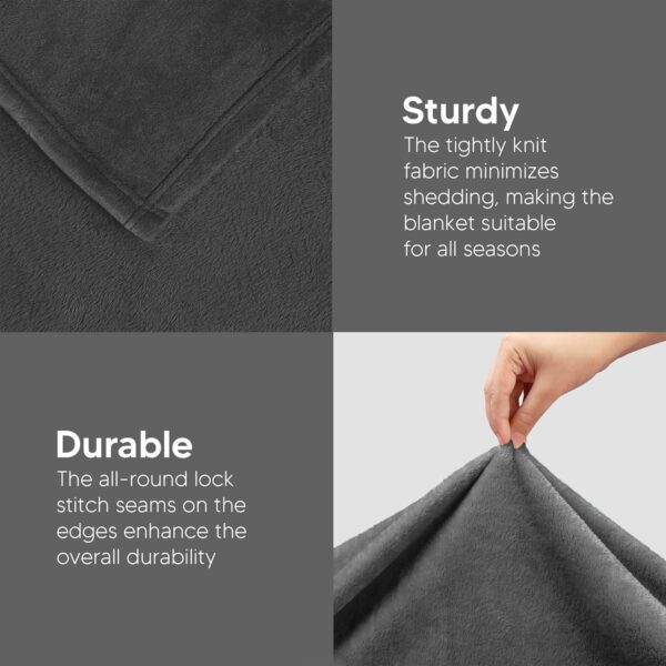 Utopia Bedding Fleece Blanket Queen Size Grey 300GSM Luxury Bed Blanket Anti-Static Fuzzy Soft Blanket Microfiber (90x90 Inches) - Image 7