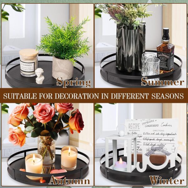 Defined Deco 12in Decorative Tray-Round Serving Tray with Metal Handle-Black Decorative Tray for Home Decor,Living Room Decor,Coffee Table Decor,Rustic Wooden Tray for Kitchen Table Decor,Dining Table - Image 7