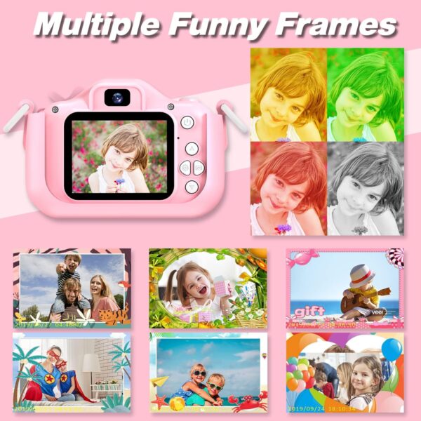 Goopow Kids Camera Toys for 3-8 Year Old Girls Boys,Children Digital Video Camcorder Camera with Cartoon Soft Silicone Cover, Best Chritmas Birthday Festival Gift for Kids - 32G SD Card Included - Image 6