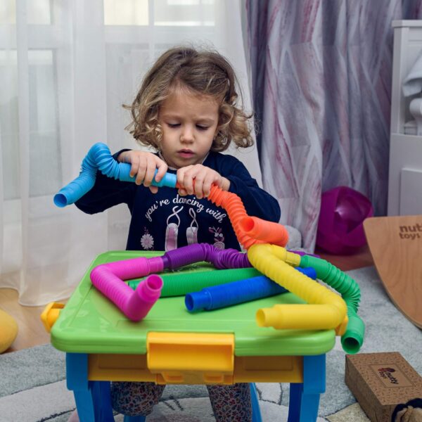 nutty toys 4pk Pop Tubes Sensory Toys (Large) Fine Motor Skills Learning Toddler Toy for Kids Top ADHD Autism Fidget 2024 Best Preschool Boy Girl Gift Idea Unique Christmas Toddler Stocking Stuffers - Image 3