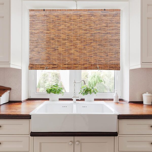 Backyard X-Scapes Light-Filtering Cord-Free Bamboo Reed Roll-Up Blind Shades for Windows Manual Roman Blinds Coffee 48 in W x 72 in H - Image 7