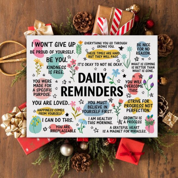 Inspirational Daily Reminders Poster Canvas Wall Art for Office Home Decor - Positive Affirmation Canvas Print Wall Art Painting Framed Encouragement Gifts - Easel & Hanging Hook 12x15 Inch - Image 5