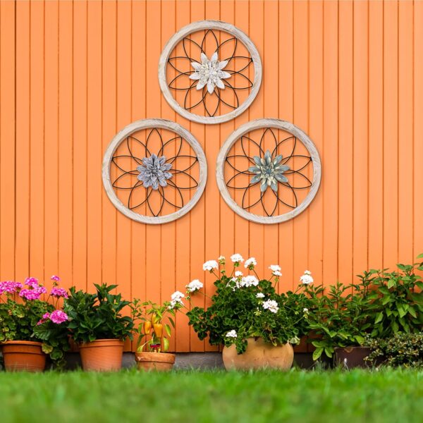 FGstyle 3 Pieces Ultra-thick Farmhouse Wall Decor Bathroom Wall Art Flower Wall Decor Rustic wall art for Bedroom Living Room Bathroom Kitchen Dining Room Home Decorations(12×12inch) - Image 4