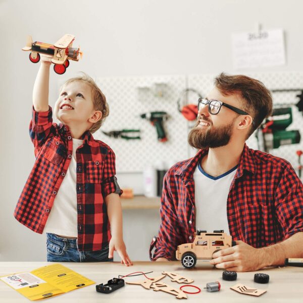 Poraxy 5 in 1 STEM Kits for Kids Age 8-10, Science Building Projects Craft for 8-12, Model Car Kits, Toys for Ages 8-13, Wooden 3D Puzzles, Birthday Gifts for 7 8 9 10 11 12 13 Year Old Boys and Girls - Image 6