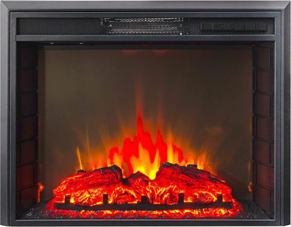 FIREBLAZE Electric Fireplace Sparta 26 inch - Flat Front Glass LED Fireplace Insert with Remote Control - Adjustable Heating, Sound, Brightness, Timer - 2-Way Recessed Installation - Heats 400 sq ft