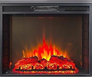 FIREBLAZE Electric Fireplace Sparta 26 inch - Flat Front Glass LED Fireplace Insert with Remote Control - Adjustable Heating, Sound, Brightness, Timer - 2-Way Recessed Installation - Heats 400 sq ft