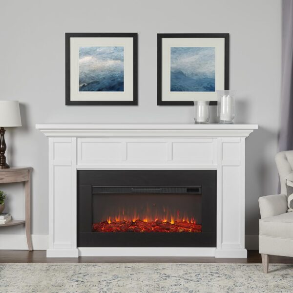 Real Flame Alcott 75” Electric Fireplace with Mantel for Living Room or Bedroom, Replaceable Fireplace Insert Heater, Realistic Log and Flame Effect, Remote Control, Timer - Image 2