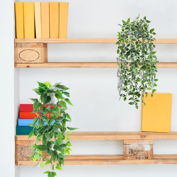 Der Rose 2 Pack Fake Plants Hanging Faux Potted Ivy Vine Artificial Plants Indoor for Room Bathroom Wall Shelf Outdoor Decor - Image 6