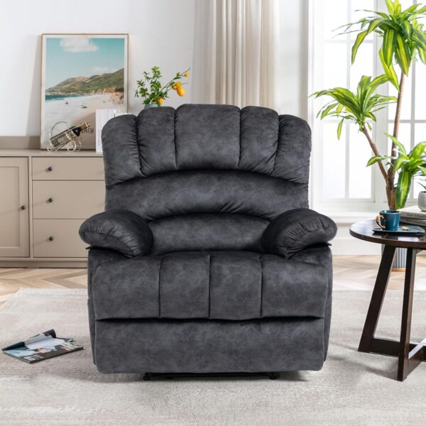 Large Boy Lazy Recliner Chair for Adult, Comfortable Manual Single Recliner Sofa in Velvet Fabric, Oversized Reclining Chair for Living Room, Bedroom(Dark Grey) - Image 6