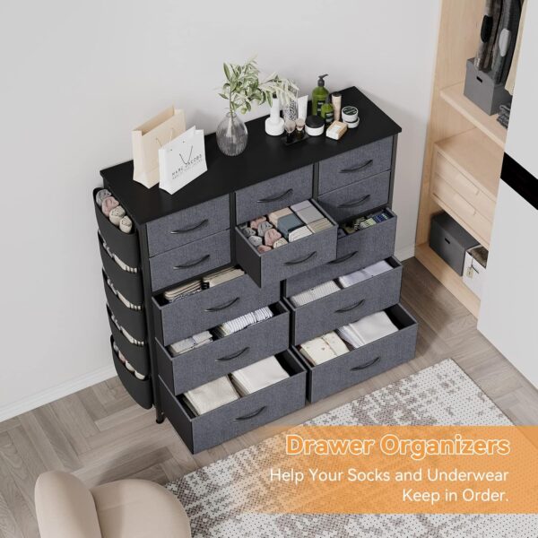 Jojoka Dresser for Bedroom with 12 Drawer, Dressers & Chests of Drawers for Hallway, Entryway, Storage Organizer Unit with Fabric, Sturdy Metal Frame, Wood Tabletop, Easy Pull Handle… (Gray) - Image 7