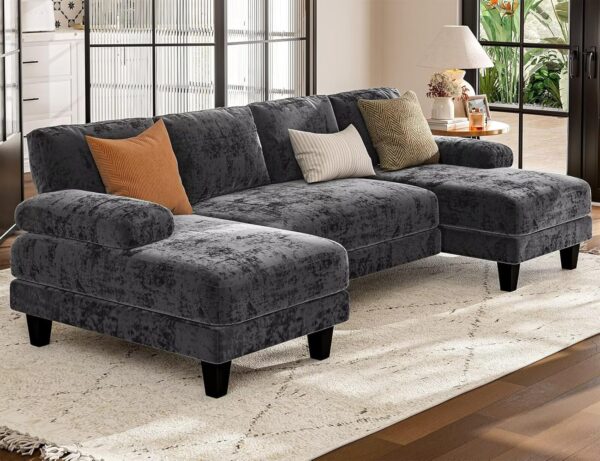 U Shaped Sectional Couches for Living Room, 111 Inch Modular Sofa with Double Chaise, Large Lounge Couch for Apartment,Grey - Image 4