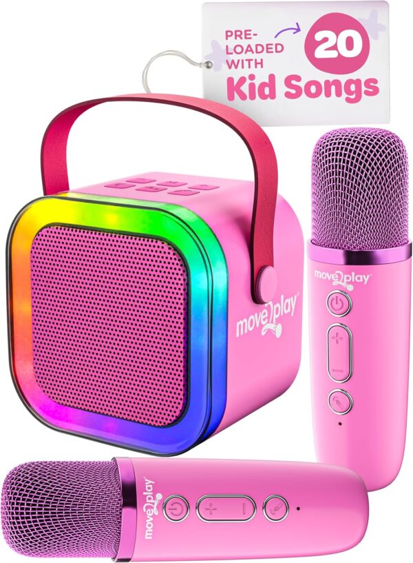 Move2Play Mini Karaoke Machine for Kids | Includes 20+ Kids Songs | Connect with Bluetooth | Kids Toy | Birthday Gift for 3, 4, 5, 6, 7, 8+ Year Old Girls and Boys