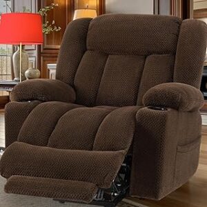 Large Power Lift Recliner Chair for Elderly, Lift Chairs Recliners - (Plush Flannel, Dark Brown)