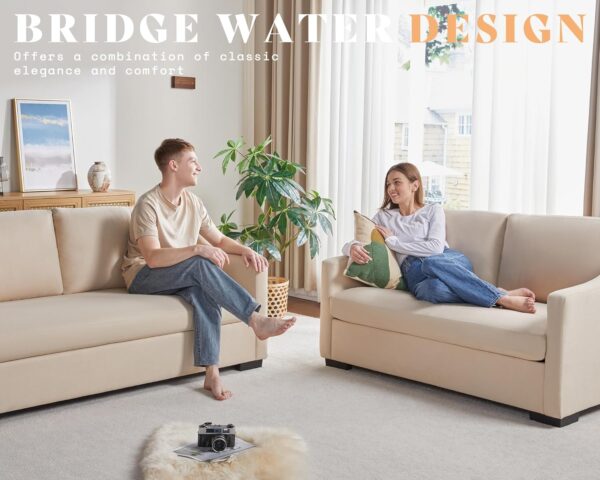 AMERLIFE Modern Sofa, 2 Piece Set Extra Deep Seat Sofa with Slope Armrests, Comfy Sofa Couch for Living Room, Apartment, Lounge Room (Grey) - Image 4
