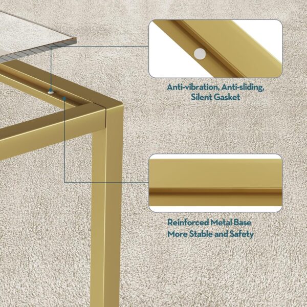 SAYGOER Gold Coffee Table Glass Coffee Tables Modern Rectangular Center Table with Open Space Minimalist for Living Room Home Office, Easy Assembly, 39.37 x 19.69 x 17.72, Gold… - Image 3