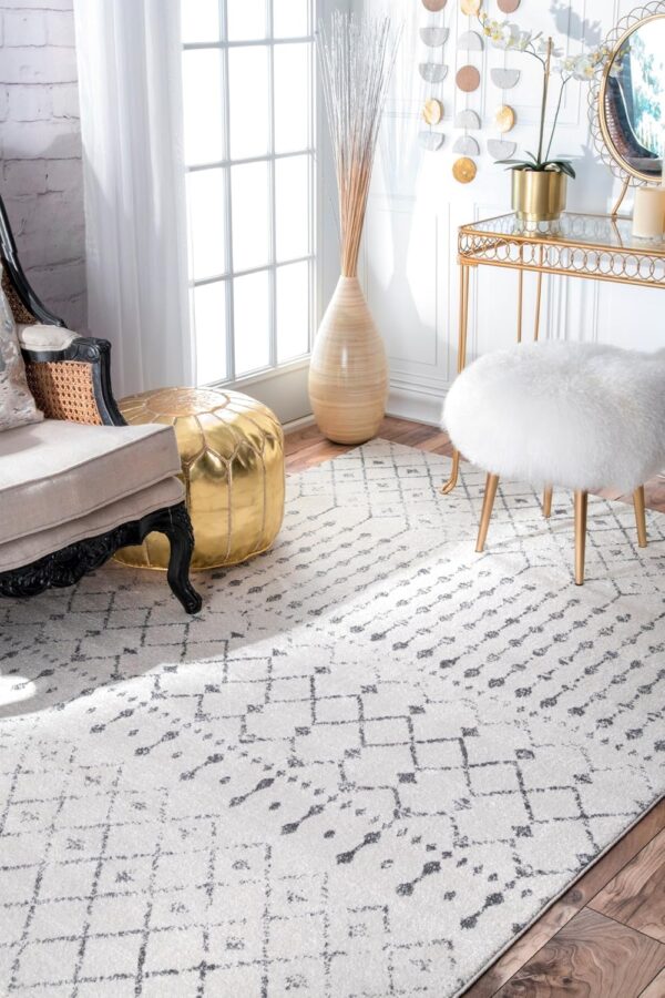 nuLOOM 10x14 Moroccan Blythe Area Rug, Grey, Faded Bohemian Design, Stain Resistant, For Bedroom, Dining Room, Living Room, Hallway, Office, Kitchen, Entryway - Image 4