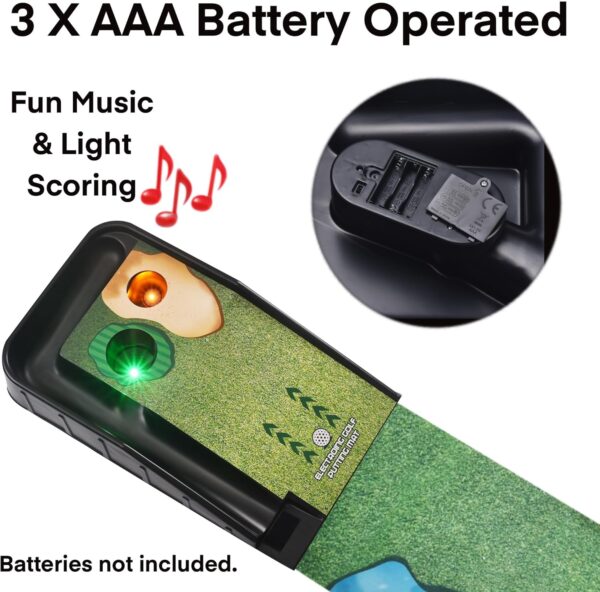 Kids Golf Set - Electronic Mini Golf Set including Kids Extendable Golf Club Toy Putter, 3 Plastic Golf Balls, 72” Interactive Putting Mat with Light-Up & Musical Scoring Holes, for Children Age 5+ - Image 2