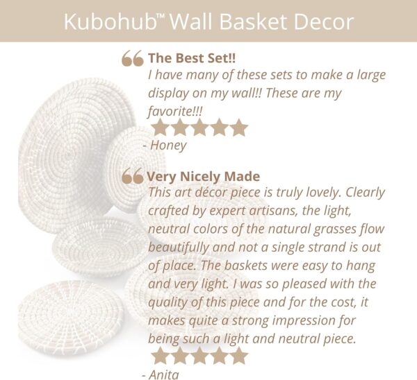 Set of 6 Handcrafted Boho Wall Basket Decor, Woven Wall Basket, Basket Wall Decor, Handmade from Vietnam Unique Wicker Wall Art Decor (Set of 6) - Image 8