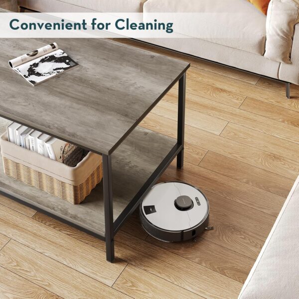 SAYGOER 2-Tier Coffee Table for Living Room Farmhouse Style Center Table with Storage Shelf Rectangle Wood Table for Large or Small Spaces Apartment Home Office, Easy Assembly Gray Wash - Image 5