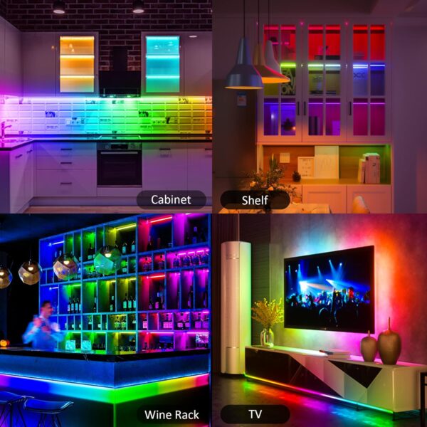 6 Pcs RGB Under Cabinet Lights Kit, Smart App and Remote Control Under Cabinet Lighting, Dimmible Under Counter Lights for Kitchen, Plug in LED Lights for Cabinet, Counter, Workbench, Desk - Image 7