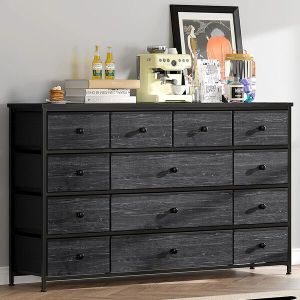 EnHomee Black Dresser, Dresser for Bedroom, Dresser with 13 Storage Drawer, Dressers & Chests of Drawers for 55" TV, Black Dresser for Bedroom, Long Dresser for Closet, Entryway - Image 6