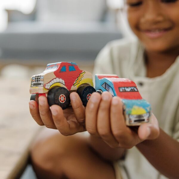 Melissa & Doug Decorate-Your-Own Wooden Craft Kits Set - Race Car and Monster Truck - Image 5