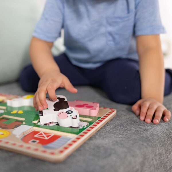 Melissa & Doug Farm Wooden Chunky Puzzle (8 pcs) - FSC Certified - Image 3