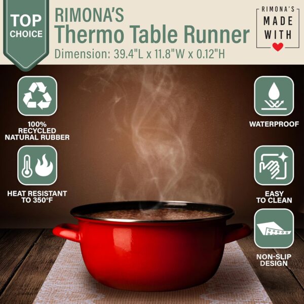 Thermo Heat Resistant Table Runner and Trivet for Hot Dishes - Waterproof Hot Plates to Protect Table and Countertop - Kitchen & Dining 350F Heat Protector 40" - White Golden Marble - Image 3