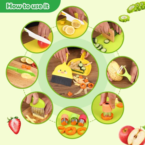 14 PC Safe Knife Kid Toddler Kitchen Set for Real Cooking, Toddler Montessori Kitchen Tool Toy for Lillte Girl Boy Age 3-10, Gifts for 3 4 5 6 7 8 9 10 Year Old Girl Boy Birthday Christmas - Image 3
