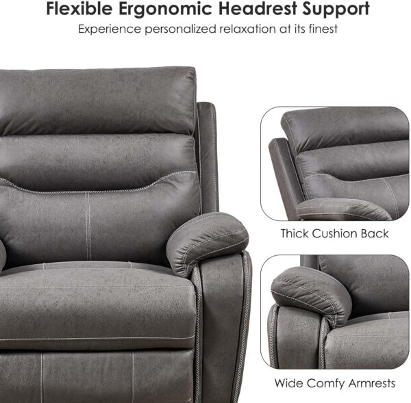 Power Swivel Nursery Glider Recliner Chair, Electric Rocking Sofa with Adjustable Headrest & Soft Cushions, Ultimate Comfort Living Room Bedroom Rocker Armchairs, Built-in USB, Light Gray - Image 4