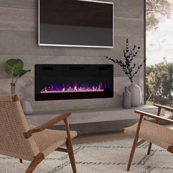 BOSSIN 50 inch Ultra-Thin Silence Linear Electric Fireplace, Recessed Wall Mounted Fireplace, Fit for 2 x 4 and 2 x 6 Stud, 12 Adjustable Flame Color & Speed,Touch Screen Remote - Image 3