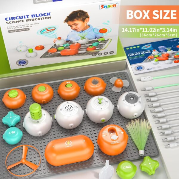 SNAEN Circuit Kits Circuit Blocks for Kids Electronics Exploration Kit DIY Electronic Blocks 100+ Projects, 30 Circuit Parts, Science Kits for Boys Girls, Educational Toys for Kids 3+ - Image 3