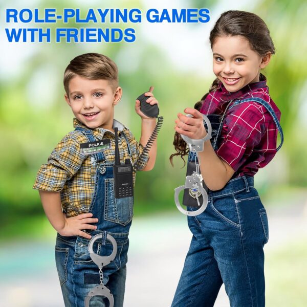 Police Toys, Police Pretend Play Toys for Dress Up, Role Play Set with Police Accessories, Handcuffs, Warning Light, Police Badge, Birthday Halloween Christmas Gifts for Kids Boys Girls - Image 2