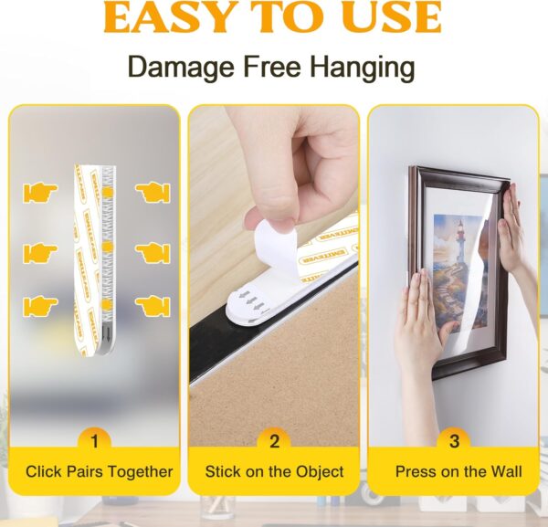 EMITEVER Picture Hanging Strips Heavy Duty, Damage Free Hanging Picture Hangers for Walls, Picture Hanging Kit, Hanging Hooks Without Nails, Large Adhesive Poster Wall Strips 20-Pairs (40 Strips) - Image 3