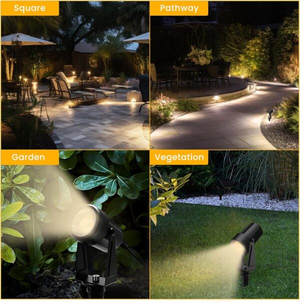 Svater Landscape Lighting Low Voltage,4 Pack Outdoor Spotlights with Transformer, Plug in LED Spot Lights for Yard, Backyard,House 12V 3000K Warm White, IP65 Waterproof - Image 5