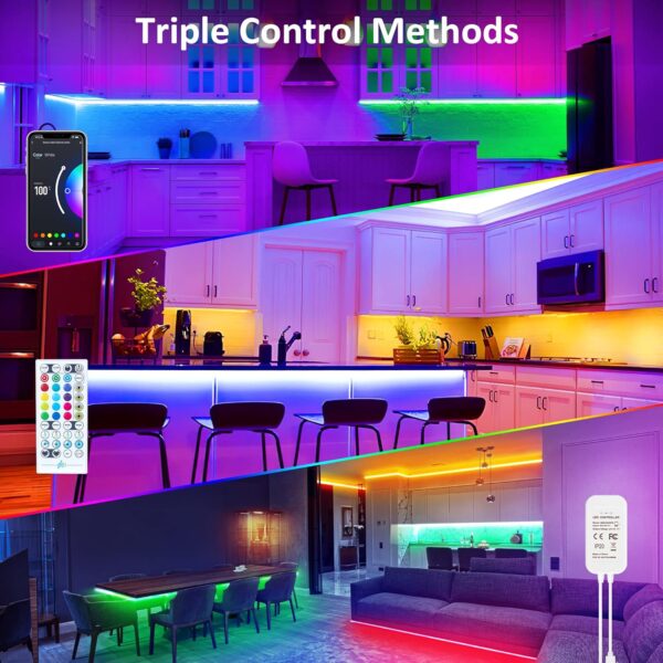 maylit 10 PCS Smart RGB Under Cabinet Lights Kit, Work with Alexa and Google Assistant, App and Remote Control, Music Sync Color Changing, Timer, Dimmable, for Cabinet, Counter, Shelf, Bookcase - Image 2