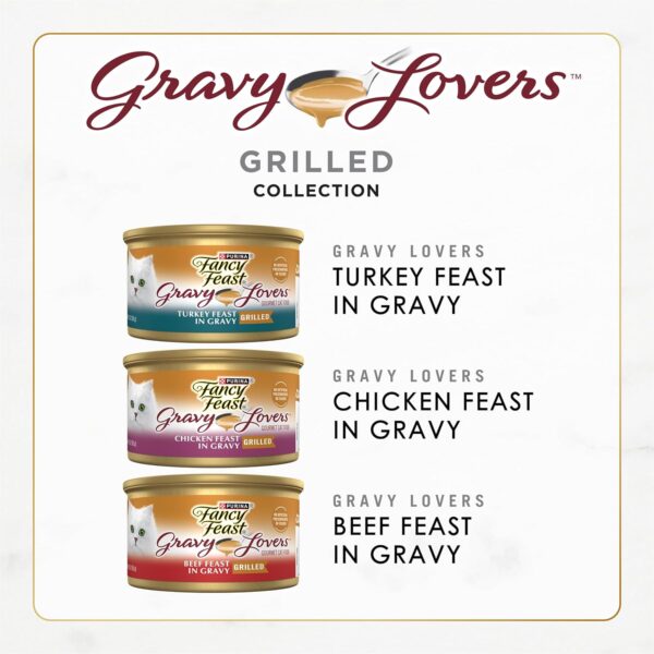 Purina Fancy Feast Gravy Lovers Poultry and Beef Grilled Gourmet Wet Cat Food Variety Pack - (Pack of 24) 3 oz. Cans - Image 2