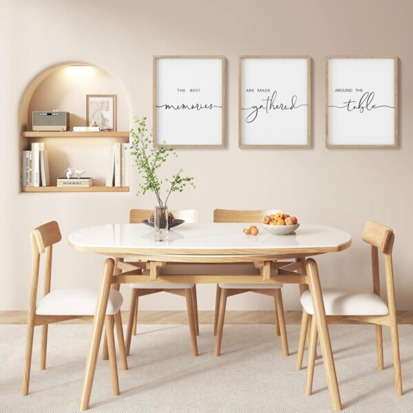 Houmury Set of 3 Framed Wall Art Memories Around the Table Farmhouse Wall Decor 11”x14” Kitchen Wall Decor for Dining Room Decor Wood Signs (Brown, 11 * 14") - Image 7