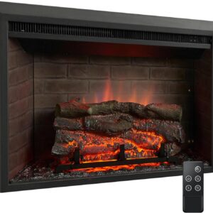 SimpliFire Electric Fireplace Insert, 32-Inch, Textured Logs, Remote Control, 1500W Heater (GI-32-ZC)