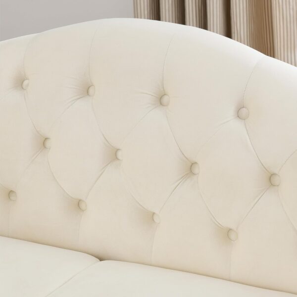 Bellemave 2 Piece Chesterfield Sofa Set for 6, 3 Seater + 3 Seater Sofa Set, Couch and Couch Set, Velvet Upholstered Tufted Couch Set with Pillows, Nailhead & Rolled Arms for Living Room (Grey) - Image 7