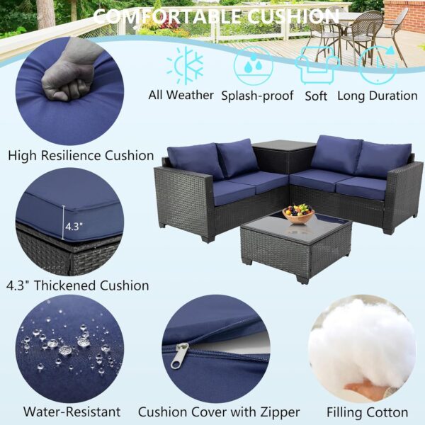 Patio Furniture Set Outdoor Furniture,Outdoor Patio Furniture 7 Pieces,Wicker Patio Furniture with Footstool and Coffee Table,Outdoor Couch for Porch, Poolside, Garden or Backyard - Image 5