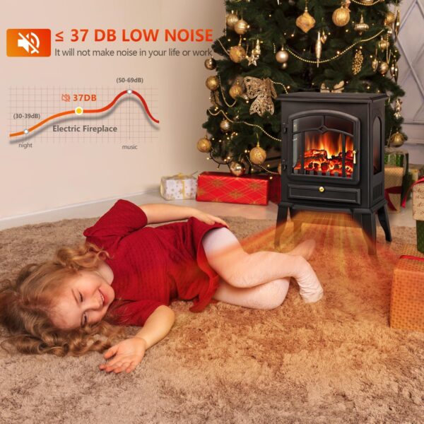 R.W.FLAME Electric Fireplace Stove Heater with Thermostat Control, 15" Cathedral Stylish Small Fireplace Heater, 3D Realistic Flame Effects, Adjustable Heating Mode, Overheating Safe Design - Image 5