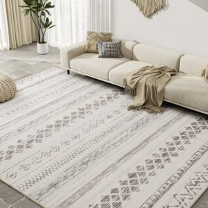 AMOAMI 5x7 Area Rugs for Living Room Rug, Soft Boho Machine Washable Rugs for Bedroom Rug Non Slip Large Living Room Carpet Modern Brown Distressed Neutral Rugs for Playroom Office Dining Room Rug